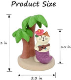Mevodeata Mermaid Cat Figurine with Palm Tree, Mini Beach Statue - Image 2