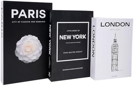 3 PCS Faux Decorative Books for Home Decor-Coffee Table Books Decor-Aesthetic Fake/Faux Books for Decoration,libros Decoration for Coffee Table, Shelf Accessories (3-Mix-Paris Newyork London) by YOYMJBY