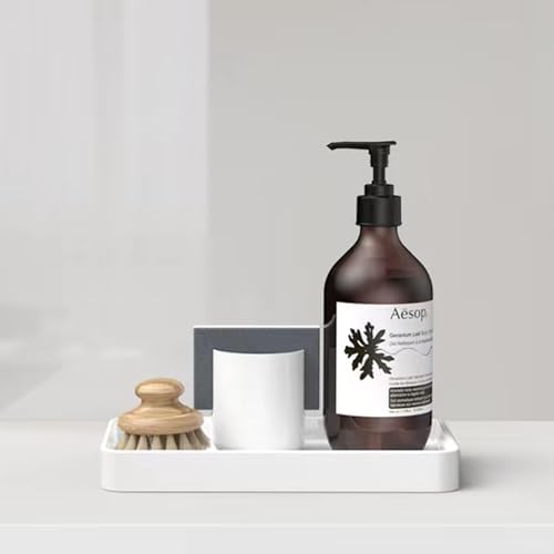 Gurygo 2 Pack 8" Ceramic Vanity Tray - Kitchen Tray for Soap Bottles - Small Rectangular Vanity Tray for Bathroom - Vanity Trays for Bathroom - Kitchen Soap Dispenser Tray,White - Image 3