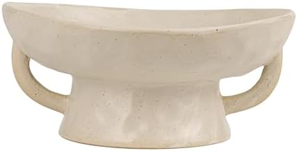 Creative Co-Op Stoneware Footed Pedestal Bowl with Handles, Reactive Glaze, White - Image 5