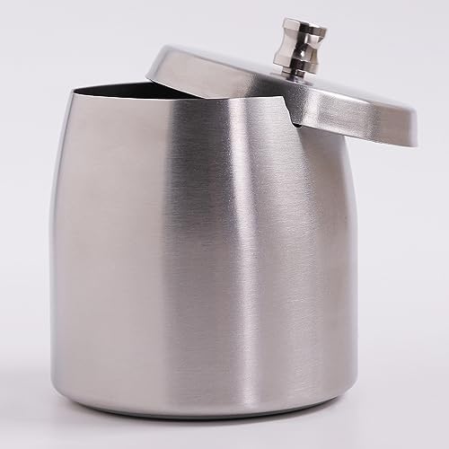 Large Ashtray with Lid for Cigarette, Stainless Steel Smokeless Odorless Windproof Ash tray for Home Office Tabletop Outside Patio Outdoor Balcony(3.93"x3.2"x3.82") - Image 5