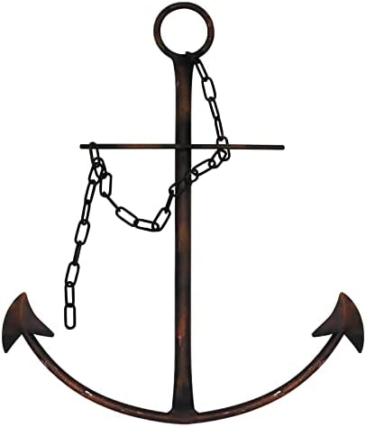 Nautical Anchor Wall Decor, Antique Metal Anchor Art Wall Decor With Chain for Bedroom Living Room Dorm Home/13 Antique Farmhouse Decor (Vintage) by Fleecy+day