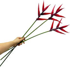 3Pcs Red Bird of Paradise Artificial Flowers with 10 Pcs Areca Palm Leaves - Image 3