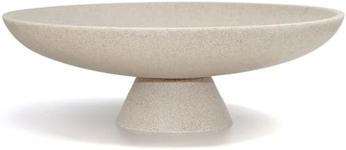 LIN CHUAN Large Decorative Bowl, Resin Pedestal Fruit Bowl, Beige by LINCHUAN