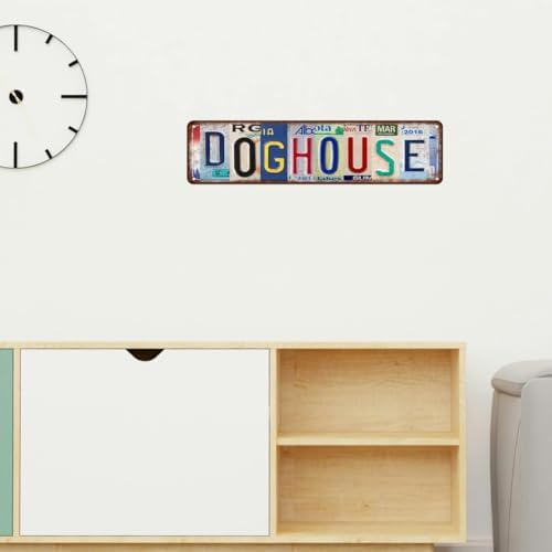 Dog Decor Dog House Tin Sign Wall Art Vintage Dog House Wall Decor Street Signs Dog Lover Metal Tin Signs Dog Decorations For The Home 16 X 4 Inches - Image 4