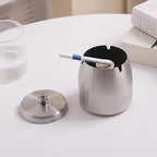 Ashtray with Lid for Cigarette, Stainless Steel Smokeless Odorless Windproof Ashtrays for Home Office Tabletop Outside Patio Outdoor Balcony(3.54"x3.0"x3.38") - Image 6