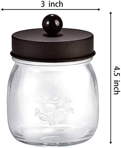 SheeChung 4 Pack Glass Mason Jar Qtip Holder, Bronze Stainless Steel Lids - Image 7