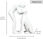 Dog Owner Sculpture 8x6 inch, White Resin Dogs Statue, Loss of Dog Sympathy, Home Office Desk Shelf Decor Accent, Cute Pet Gift for Puppy Moms (White) - Image 2