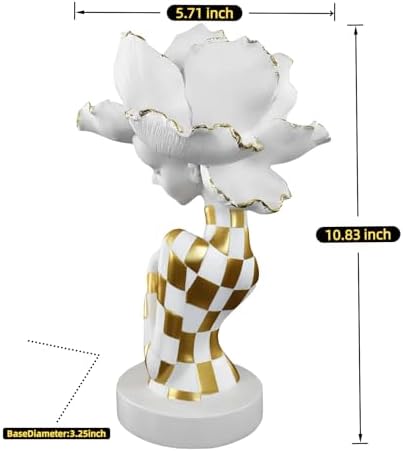 Lescafita White and Gold African Woman Sculpture – Elegant Resin Figurine with Floral Headpiece, Modern African Art Statue for Home Decor, Cultural Figurine Gift for Women - Image 3