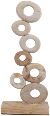 Palimanan Stone Stacked Ring Sculpture Ornament for Home, Bathroom and Room Decor - Decorative Accent for Office Shelf or Coffee Table Display - Figurine Styling for Living Room - 15", Ivory - Image 7