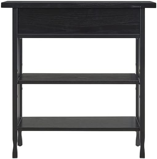 Leick Home Ironcraft Bookshelf, Solid Wood, 1 Drawer, 2 Shelves, Slatted Sides - Image 4
