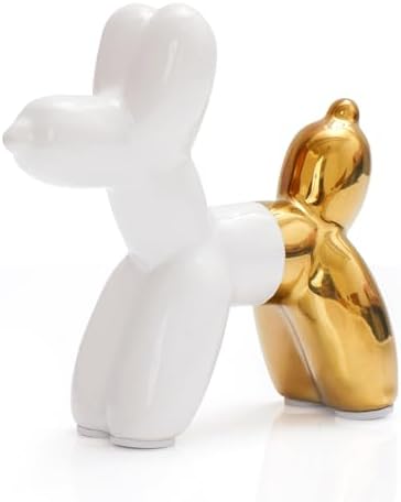 Notakia Gold Balloon Dog Figurine Ceramic Statue Modern Home Decor Accent by Notakia
