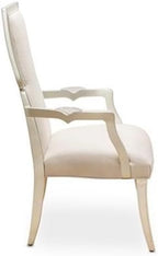 MICHAEL AMINI Camden Court 19" Wood/Linen Fabric Dining Arm Chair in Pearl Ivory - Image 5