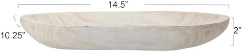 Bloomingville Hand-Carved Paulownia Wood Bowl with Whitewashed Finish - Image 2