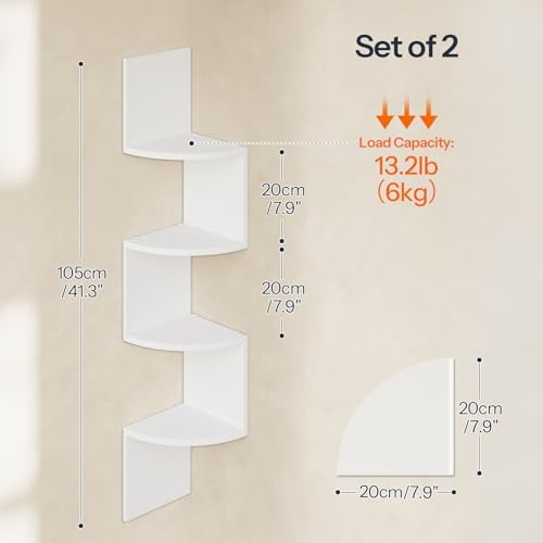 HOOBRO Corner Shelf Wall-Mounted, Set of 2 Floating Corner Shelves for Wall - Image 3