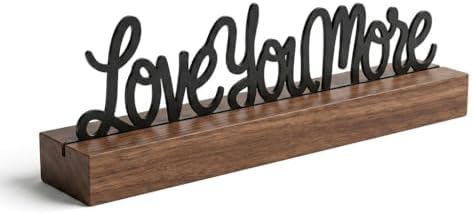 Love You More Sign Desk Decor, Wood and Metal Room Accent by SENCRIVARA