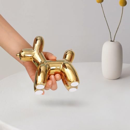 Notakia Large Golden Cute Ceramics Balloon Dog Statue Crafts Living Room Desktop Decorations,Handmade Modern Small Ceramic Animal Statue Ornament Home Decor Accents - Image 7