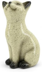Speckled Resin Cat Figurine, Glossy Sitting Cat Statue, Cream and Black Decorative Cat Sculpture for Bookshelf, Desk, Shelf, Tabletop, Living Room, Office, Bedroom Decor, Gift for Cat Lovers (Cat) by iStatue