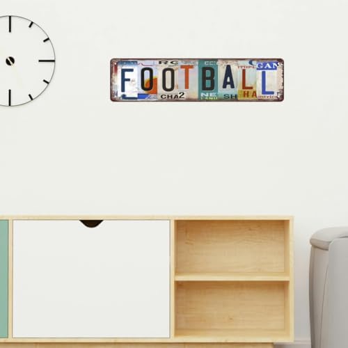 Football Decor Vintage Football Tin Sign Sports Decor For Boys Bedroom Poster Metal Street Signs For Bedroom Man Cave Wall Decoration 16 X 4 Inches - Image 4
