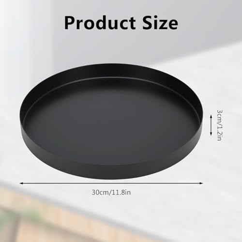 Black Round Decorative Serving Tray,12 Inch Metal Platter for Coffee Table Centerpiece, Circle Tray Counter and Dining Table Decor - Image 3