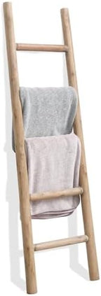 FUIN Blanket Ladder, 57in Rustic Solid Wood Decorative Ladder, Brown by FUIN