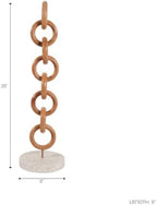 Mahogany Wood Chain Accent on Terrazzo Base for Home and Living Room Decor - Sculpture Ornament for Office, Shelf or Coffee Table Display - Decorative Figurine Object for Room - 28", Gold & Ivory - Image 4
