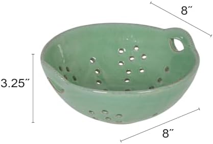Creative Co-Op Stoneware Berry Bowl with Handles, Aqua Reactive Glaze - Image 2