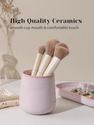 INGOFIN Ceramic Bathroom Accessories Set, Soap Dispenser &Toothbrush Holder - Image 3