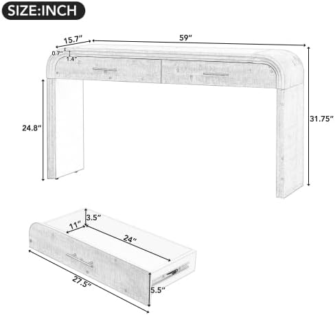 Bellemave 59" Retro Console Table - Image 2
