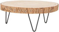 Creative Co-Op Decorative Paulownia Wood Pedestal with Metal Hairpin Legs Round Accent Stand, Natural Finish by Unknown