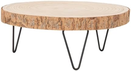 Creative Co-Op Decorative Paulownia Wood Pedestal with Metal Hairpin Legs Round Accent Stand, Natural Finish by Unknown
