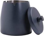 Large Ashtray with Lid for Cigarette, Stainless Steel Smokeless Odorless Windproof Ash tray for Home Office Tabletop Outside Patio Outdoor Balcony(3.93''x3.2''x3.82'') by INONE