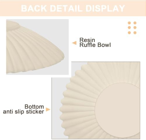 Brown Decorative Bowls for Home - Stylish Flat Purse Bowls - Round Foyer Key Bowl - Handmade Resin Scalloped Ruffle Bowl for Display Centerpiece - Image 6