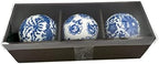 Galt International 4" Diameter Blue & White Floral Chinoiserie Ceramic Ball (Set of 3) Style 1| Decorative Ball Vase Bowl Filler - Image 3