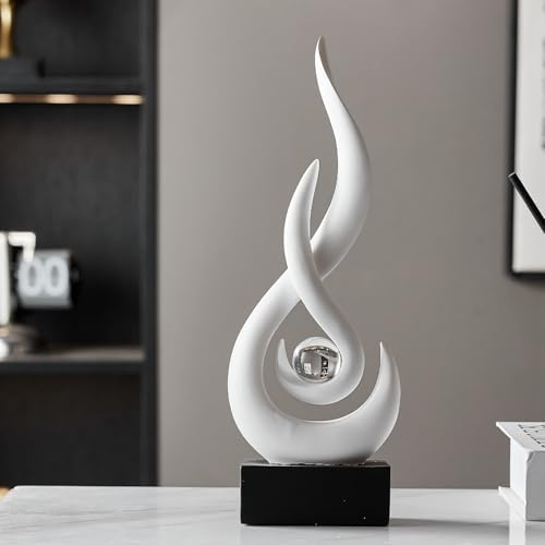 Modern Abstract Art Table Decoration,Resin Flame Statue Modern Centerpiece Ornaments for Living Room Great Gift Idea Home Decor,Collectibles (White) - Image 6