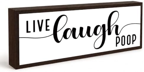 Bathroom Wooden Sign, Live Laugh Poop, Funny Farmhouse Bathroom Wall Decor, Humorous Solid Wood Walls Accent for Guest Bath Display, Modern Bathrooms Wall Sign, Bathrooms Decor Gift, 9.5 x 3.1 Inches by Unknown
