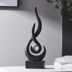 FJS Black Abstract Flame Sculpture for Living Room Coffee Table Decor by FJSHomeDecor