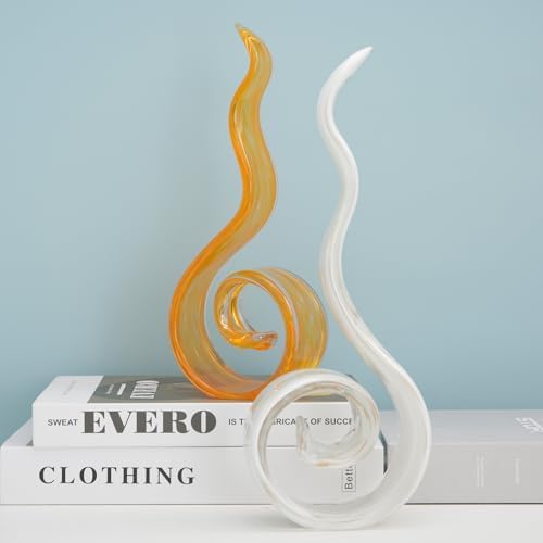 11.4" Tall Hand Blown Glass Sculpture, Murano Style Art Glass Figurine, Modern Coastal Home Decor Accent for Shelf, Table, TV Stand, Living Room Decoration - Image 4