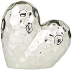 Deco 79 Porcelain Ceramic Heart Decorative Sculpture Dimensional Angled Origami Inspired Home Decor Statue, Accent Figurine 8" x 3" x 8", Silver by Unknown
