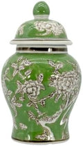 8" Ceramic Ginger Jar w/Lid - Classic Chinese Style Porcelain Jar Tea Storage for Home Decor Decorative Centerpiece Vintage Accent Antique Vase Jingdezhen (Green) by GaltInternational