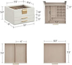 SONGMICS Jewelry Box Organizer, 3-Layer Storage with 2 Drawers, Glass Lid - Image 3