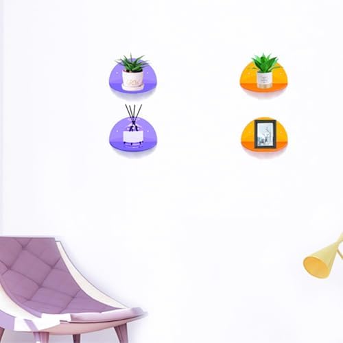 ROYALITA 2-Pack Small Acrylic Shelves Room Decor Floating Shelves, Purple - Image 7