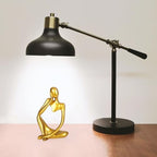 Sandstone Resin Thinker Statue Style Abstract Sculpture, Gold, Left - Image 3