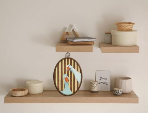 Whimsical Red Stripe Goose Art, Cottage Core Oval Wall Decor, Waterproof - Image 4