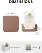Fluxynara Felt Coasters with Holder, Set of 8 for Drinks, Boho - Image 2