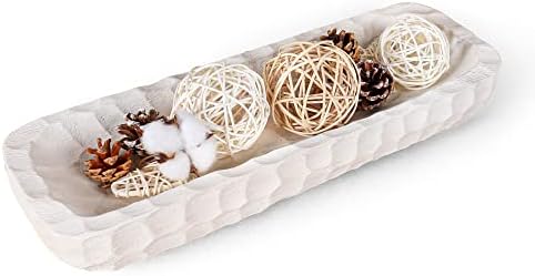 Oakrain Decorative Bowl for Home Decor Wood 16" Long Dough Bowl Hand-carved by Oakrain
