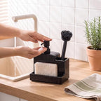 RQYIXI 3-in-1 Ceramic Square Soap Dispenser with Sponge Holder,Black,18 Oz - Image 2