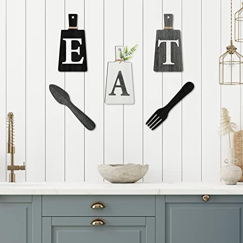 Jetec Cutting Board Eat Sign Set Wall Decor, Black, White, Gray - Image 5