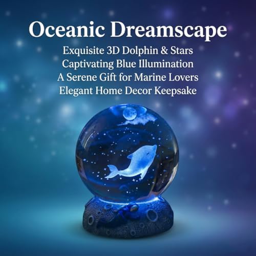 Dolphins 3D Crystal Ball 2.4in Oceans Glass Sphere Gifts for Girls, Boys - Image 3