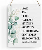 Christian Wall Decor Galatians 5:22-23 Fruit Of The Spirit Decor Wooden Hanging Sign Christian Sign Farmhouse Sign Wooden Sign for Living Room Decorative Christian Bible Verse Wall Art 8x10 Inches by BELLOWDEER